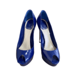 Dior Dark Blue Patent Leather Peep Toe Platform Pumps Size 38.5 - Image 6