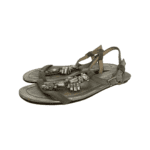 Jimmy Choo Metallic Silver Suede Crystal Embellished Night Flats Size 39