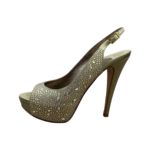 Gina Green Satin Crystal Embellished Peep Toe Slingback Sandals Size 39 - Image 7