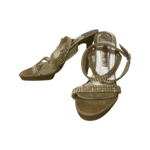 Gina Gold Leather Crystal Embellished Cross Ankle Strap Sandals Size 40 - Image 2