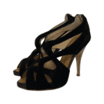 Giuseppe Zanotti Black Suede Cutout Peep Toe Booties Size 35.5