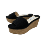 Jimmy Choo Black Suede Leather Deedee Cork Wedge Slide Sandals Size 39 - Image 2