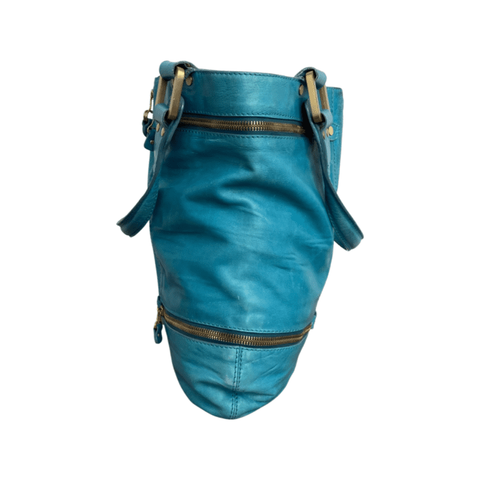 Jimmy Choo Turquoise Suede Leather Mona Tote - Image 3