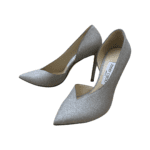 Jimmy Choo Silver Glitter Fabric Sophia D'orsay Pointed Toe Pumps Size 37 - Image 2