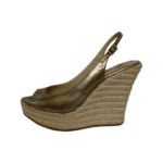Jimmy Choo Grey Patent Leather and Rope Open Toe Wedge Size 38 - Image 4