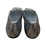 Prada Metallic Silver Leather Chain Embellished Square Toe Flats Size 39 - Image 3