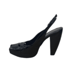 Fendi Black Patent Leather Peep Toe Slingback Sandals Size 38 - Image 3