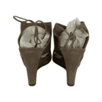 Aquazzura Beige Suede Iman Cutout Wedge Sandals Size 37.5 - Image 7