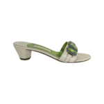 Gina White Leather Crystal Embellished Open Toe Mule Size 38 - Image 4