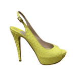 Gina Yellow Python Leather Peep Toe Platform Slingback Sandals Size 40 - Image 8