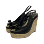 Dior Black Quilted and Patent Leather Platform Sandals Size 37