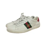 Gucci White Leather Embroidered Bee Ace Low Top Sneakers Size 40.5