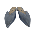Miu Miu Blue Metallic Flat Crystal Embellished Mules Size 38 - Image 2