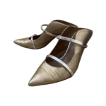 Malone Souliers Metallic Gold Leather Maureen Pointed Toe Mules Size 41 - Image 2