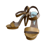 Emporio Armani Camel Leather Platform Sandals Size 38 - Image 8