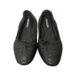 Bottega Veneta Black Intrecciato Detail Leather Bow Ballet Flats Size 37