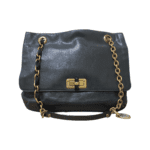 Lanvin Black Leather Chained Shoulder Bag