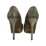 Jimmy Choo Silver Glitter Fabric Dahlia Platform Peep Toe Pumps Size 34 - Image 7