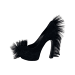 Saint Laurent Paris Black Suede Leather Fur Trim Palais Mohawk Suede Pumps Size 39 - Image 3