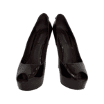 Louis Vuitton Burgundy Patent Leather Lock It Peep Toe Platform Pumps Size 38 - Image 2