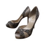 Valentino Blush Nude/Black Lace and Leather D'orsay Platform Heels Pumps Size 38.5 - Image 2
