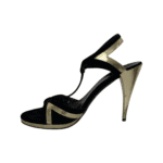 Gucci Gold and Black Suede Leather Sandals Size 38 - Image 3
