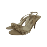 Gina Nude Leather Crystal Embellished Naomi Slingback Sandals Size 39