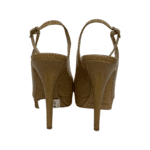 Jimmy Choo Yellow Lizard Embossed Leather Accents Peep Toe Slingback Pumps Size 35 - Image 7