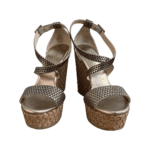 Jimmy Choo Bronze Leather Cork Wedge Size 38 - Image 2