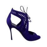 Sergio Rossi Purple Suede Cutout Leather Open Toe Sandals Size 38.5 - Image 3