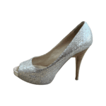 Giuseppe Zanotti Rose Gold Croc Embossed Leather Peep Toe Platform Pumps Size 38.5 - Image 4