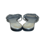 Gina Silver Leather Crystal Embellished Flat Slides Size 42 - Image 4