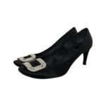 Roger Vivier Black Satin Swarovski Crystal Buckle Pumps Size 41