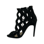 Alexandre Birman Black Suede Leather Loreta Cage Ankle Wrap Sandals Size 38 - Image 4