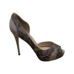 Valentino Blush Nude/Black Lace and Leather D'orsay Platform Heels Pumps Size 38.5 - Image 6