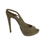 Prada Light Grey Suede Leather Peep Toe Slingback Platform Sandals Size 37 - Image 6