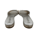 Chanel Silver/Beige Leather and Sequin Open Toe Mule Sandals Size 39.5 - Image 3