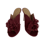 Aquazzura Burgundy Canvas Lily Of The Valley Mules Size 37.5 - Image 7
