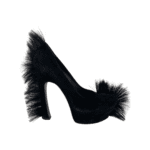 Saint Laurent Paris Black Suede Leather Fur Trim Palais Mohawk Suede Pumps Size 39 - Image 6
