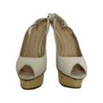 Charlotte Olympia White Leather Slingback Peep Toe Platform Pumps Size 34 - Image 2