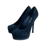 Saint Laurent Black Suede Leather Tribtoo Platform Pumps Size 38