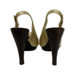 Burberry Gold Metallic Leather Studded Buckle Detail Clogs Sandals Size 38 - Image 7