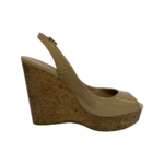 Jimmy Choo Nude Patent Leather Prova Cork Wedge Slingback Sandals Size 38 - Image 3
