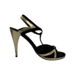 Gucci Gold and Black Suede Leather Sandals Size 38 - Image 4