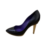 Sergio Rossi Black Leather Pointed Toe Golden Heels Pumps Size 39 - Image 6