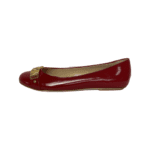 Moschino Red Leather Logo Embellished Ballet Flats Size 38 - Image 5