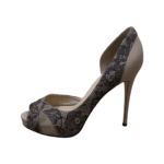 Valentino Blush Nude/Black Lace and Leather D'orsay Platform Heels Pumps Size 38.5 - Image 5