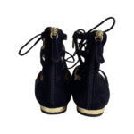 Aquazzura Navy Blue Suede Christy Lace Up Pointed Toe Flats Size 37.5 - Image 6