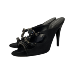 Sergio Rossi Black Crystal Embellished Fabric Mule Size 40