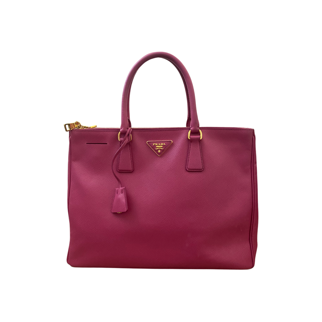 Prada Pink Saffiano Lux Leather Large Gardener's Tote For Sale at 1stDibs